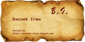 Bacsek Irma névjegykártya