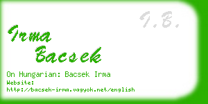 irma bacsek business card